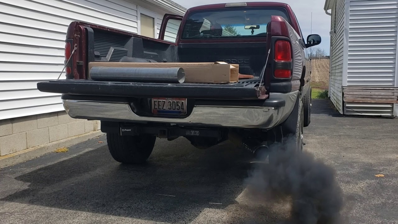 MBRP muffler vs. straight pipe 24v 5.9 cummins