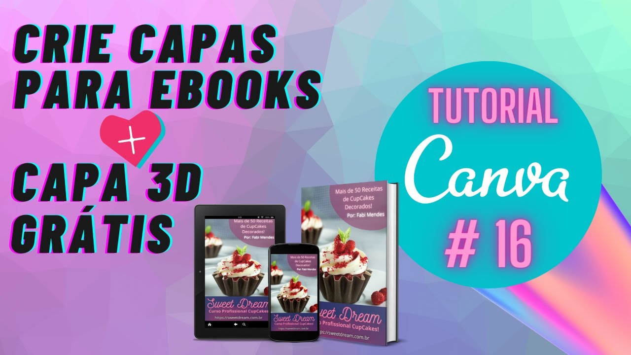 Como criar CAPAS para EBOOK no CANVA na versão Grátis + criar CAPA 3D GRATUITA! TUTORIAL CANVA #16