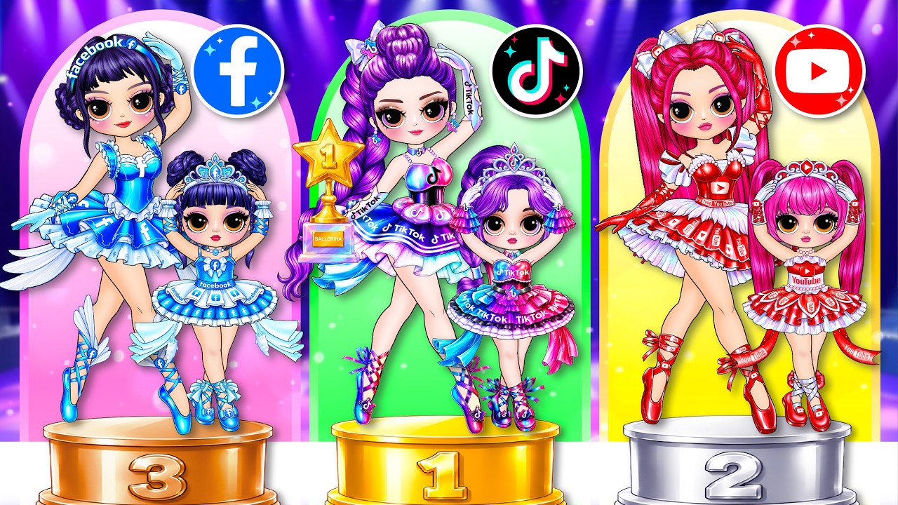 Social Media Ballerina Family! Huntrix Fashion Glow Up | DIY Fashion Paper Dolls