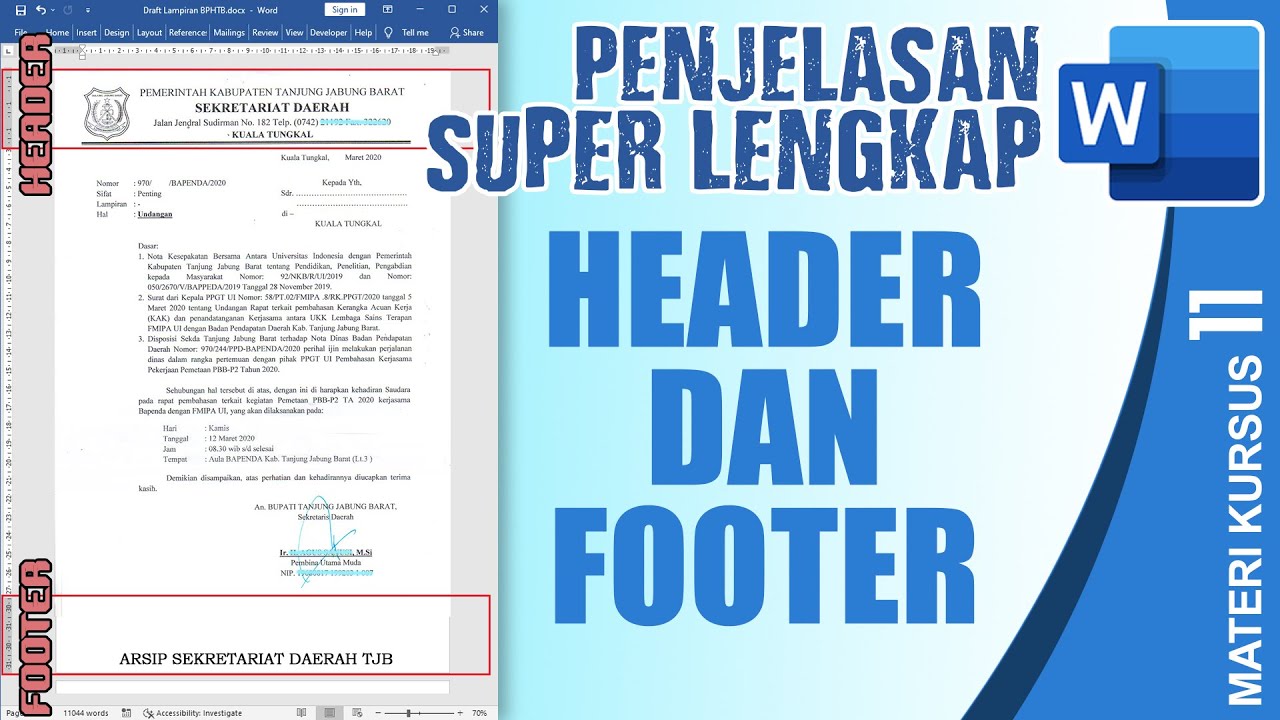 penjelasan lengkap header dan footer di word | WORD 11