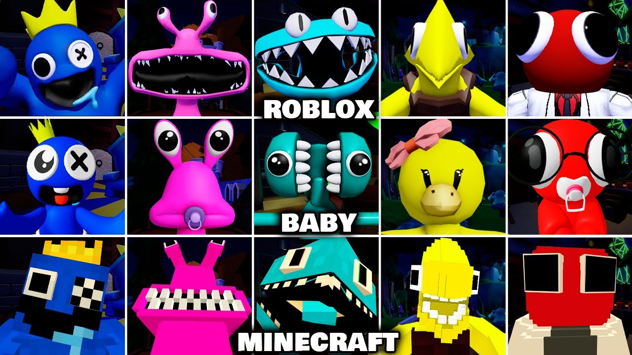 Rainbow Friends: Chapter 2 ALL JUMPSCARES ROBLOX vs BABY vs MINECRAFT vs FNF