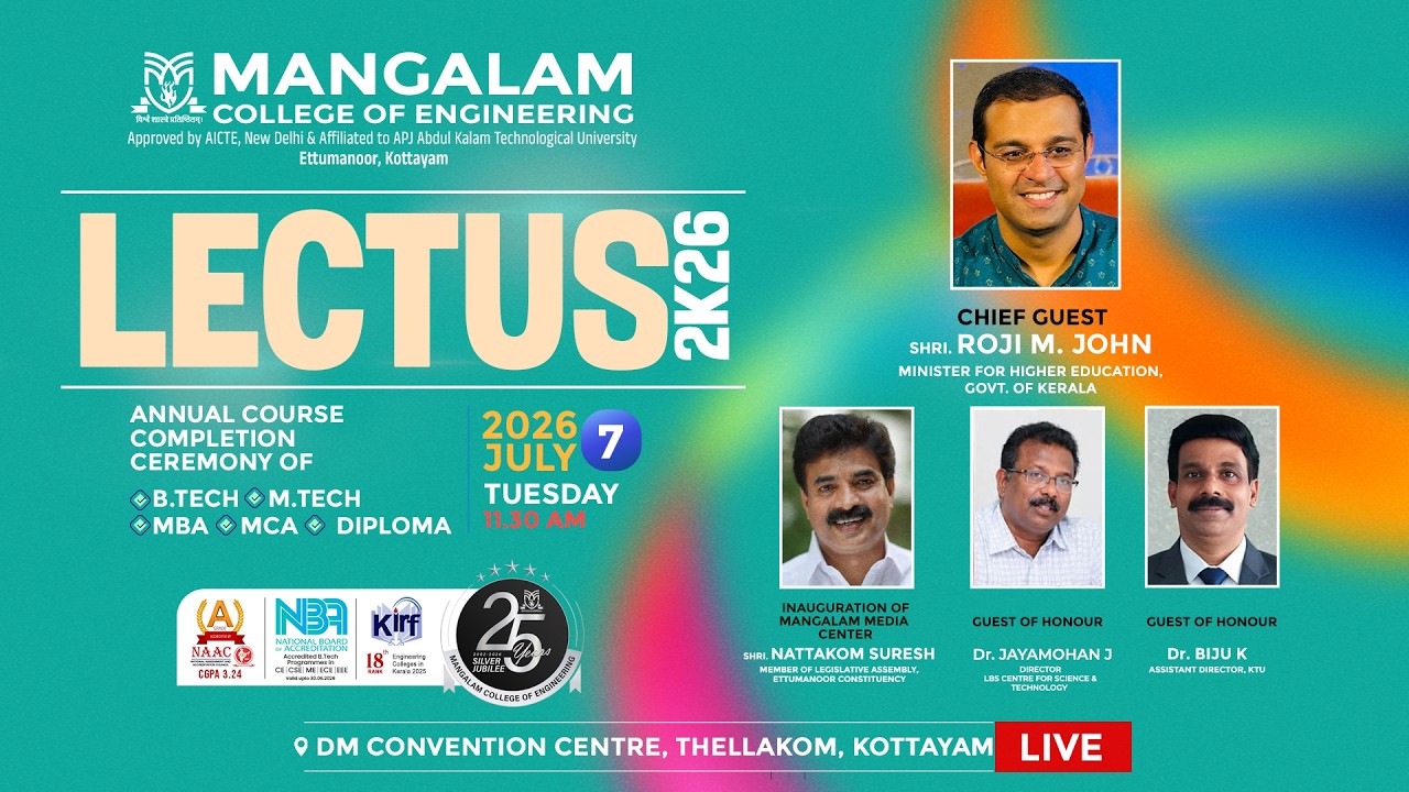 LECTUS 2K26 | Annual Course Completion Ceremony | Mangalam College of Engineering | Live
