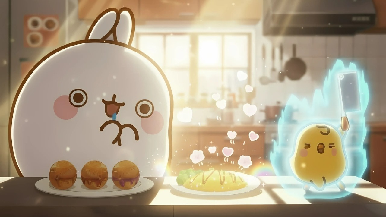 Molang and Piu Piu COOK Popular ANIME Recipes 🍜✨