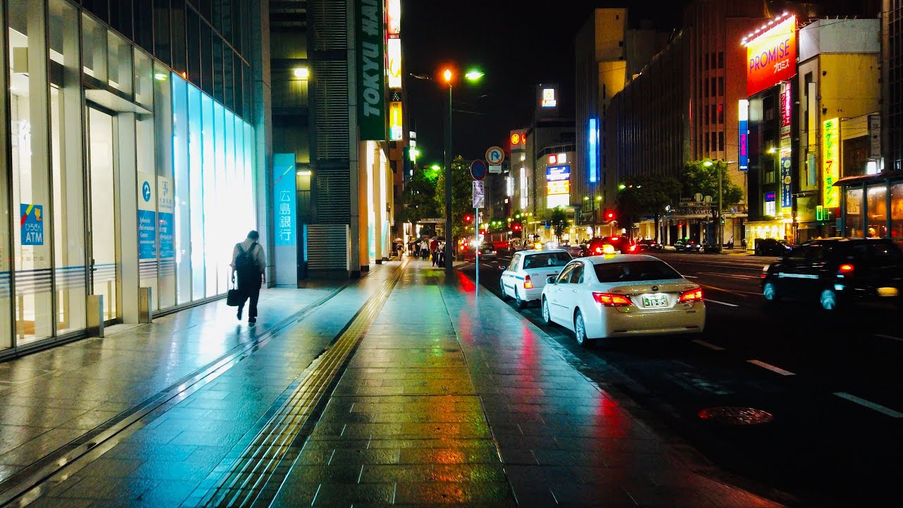 【4K】Night Walk In Hiroshima (広島) - Japan Walking Tour