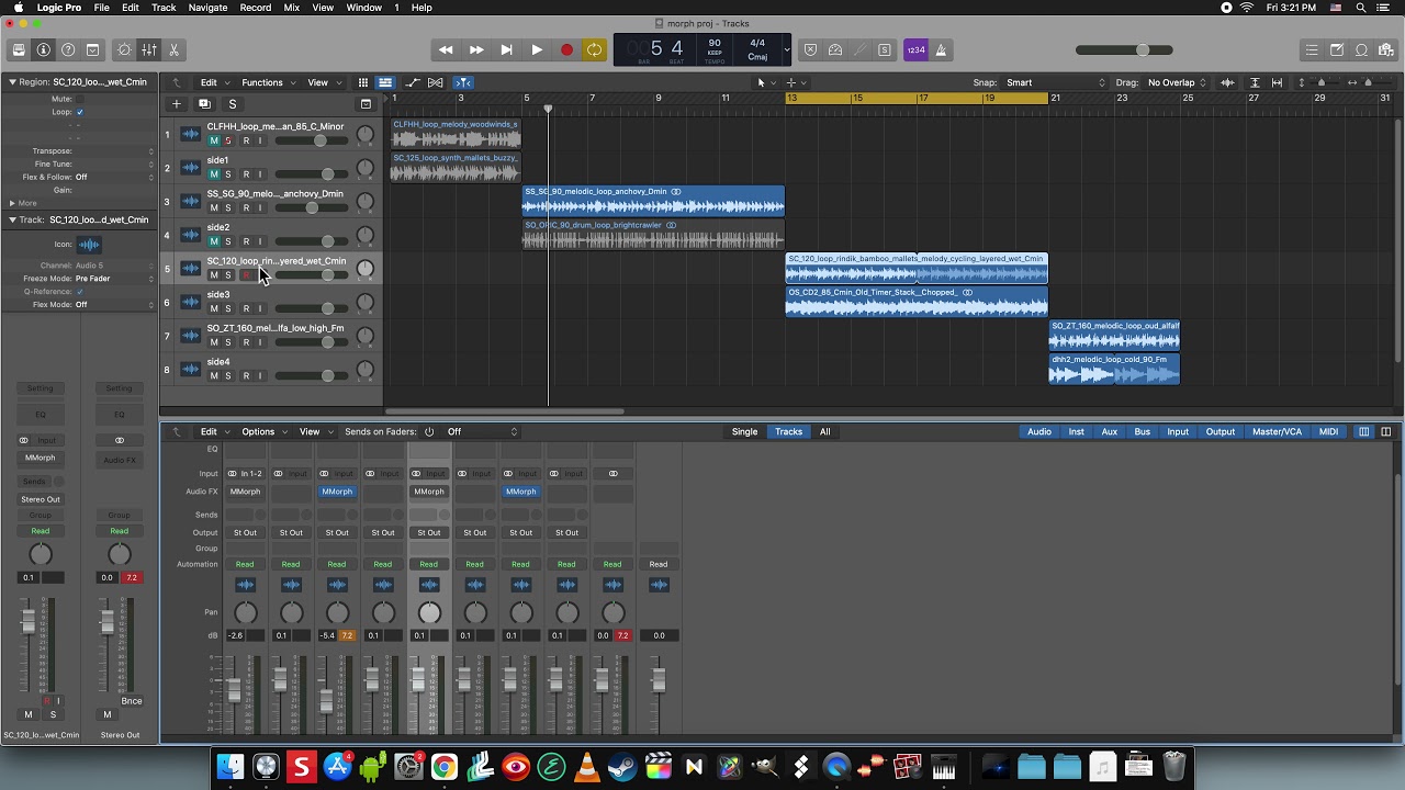 Experimenting with mMorph - morphing various sounds / samples together (no commentary)