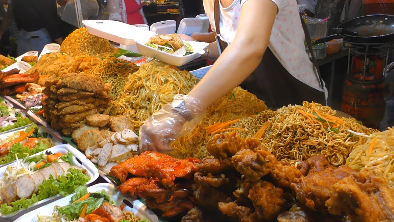 Huge Thai Street Food Market in Phuket. Banzaan Night Market, Patong. Thailand