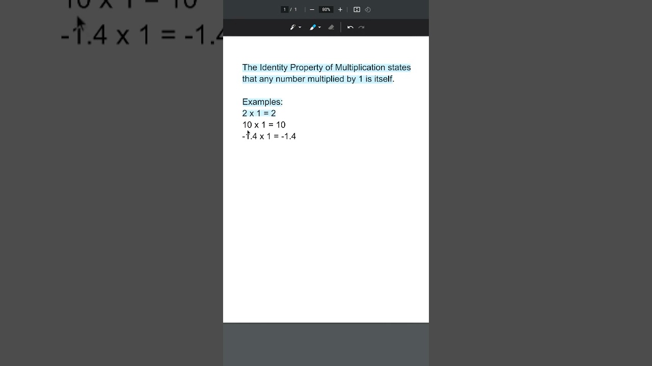 the identity property of multiplication #math #mathematics #maths #education #shorts