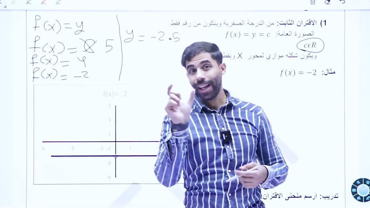 الدورة الشاملة(17) : الاقترانات (3) : الاقتران الثابت والخطي والتربيعي