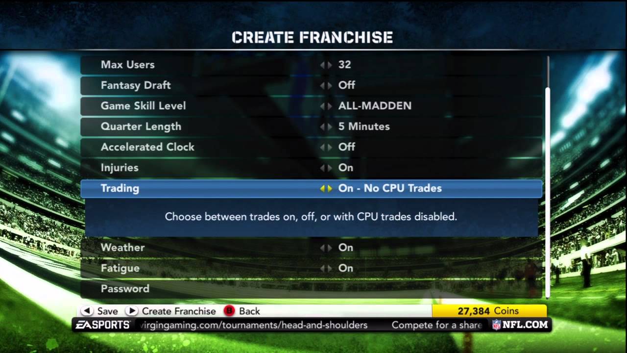 Madden 12 online franchise!!