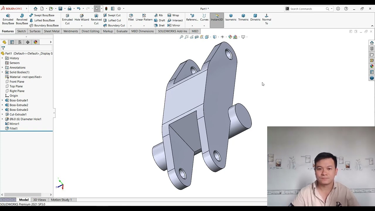 Mechanical Pivot Modeling in SolidWorks  Clamp Support  Project 48 part 02