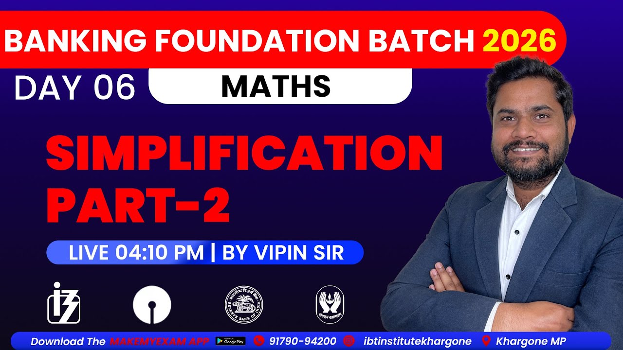 MATHS |SIMPLIFICATION CLASS-2| BANKING Foundation Batch 2026|MATHS BY VIPIN SIR