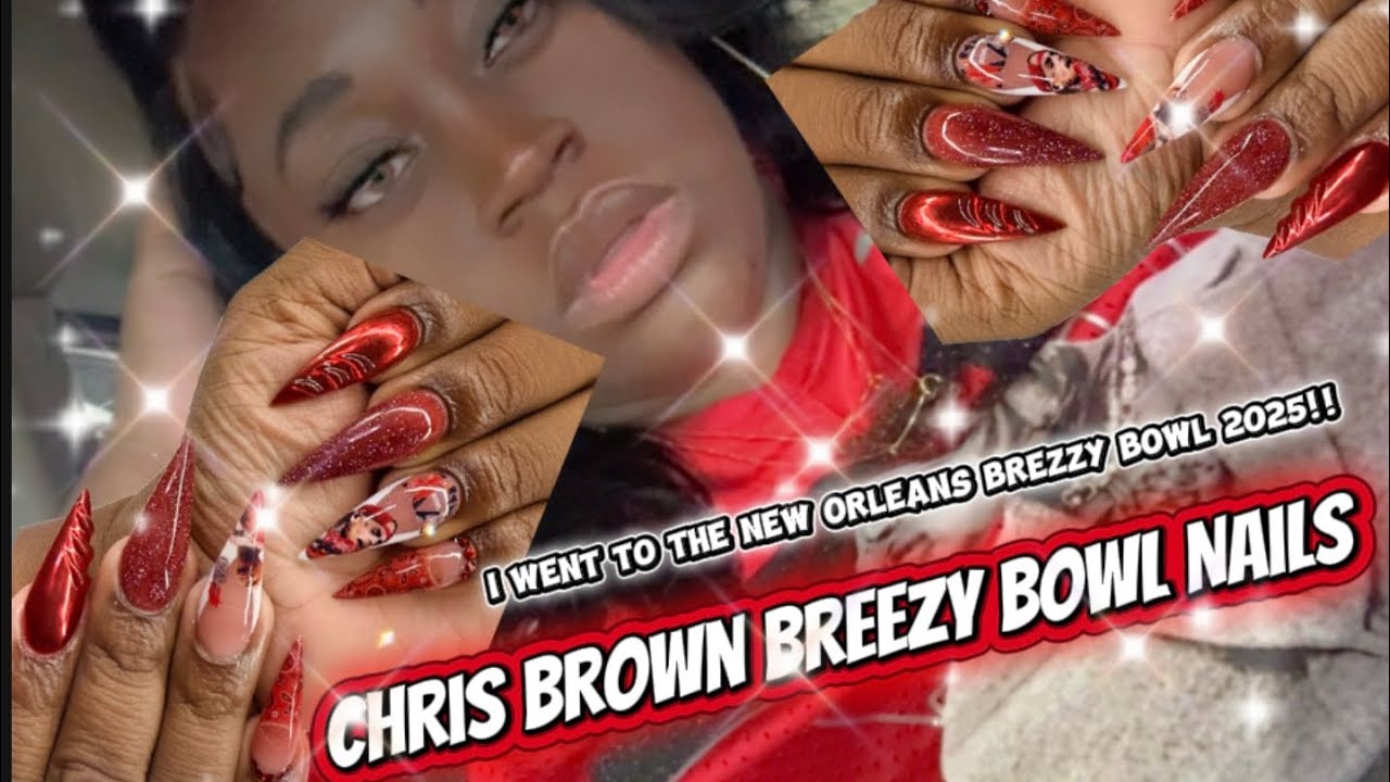 CHRIS BROWN BREZZY BOWL NAILS❤️🤍🔥✨.!! 