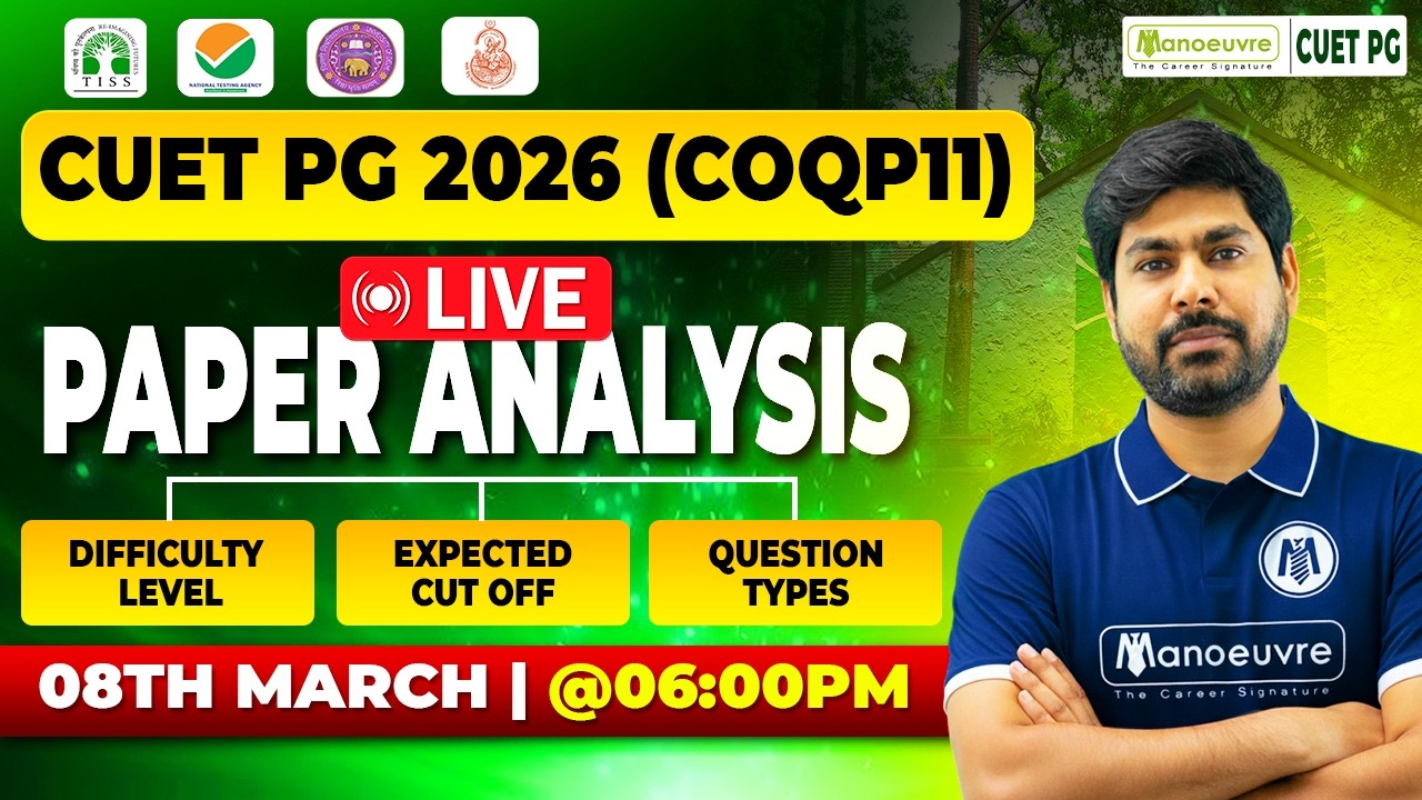 CUET PG 2026 - Live Paper Analysis (COQP11)| Difficulty Level | Expected Cut Off |Types of Questions