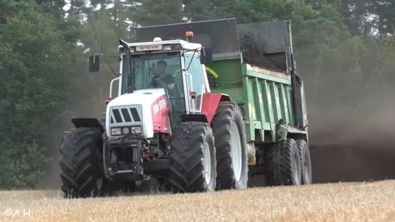Steyr 9190 & Hawe DST 18 Kompost streuen Düngung JD John Deere 7530 Stoll ASR Agrarservice Rimbach