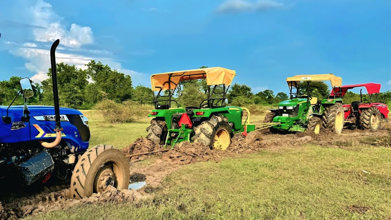 Sonalika 4x4 Stuck | Johndeere 5310 Vs 5050D | JCB 3dx | Massey Ferguson 245DI | Tractor Power Test