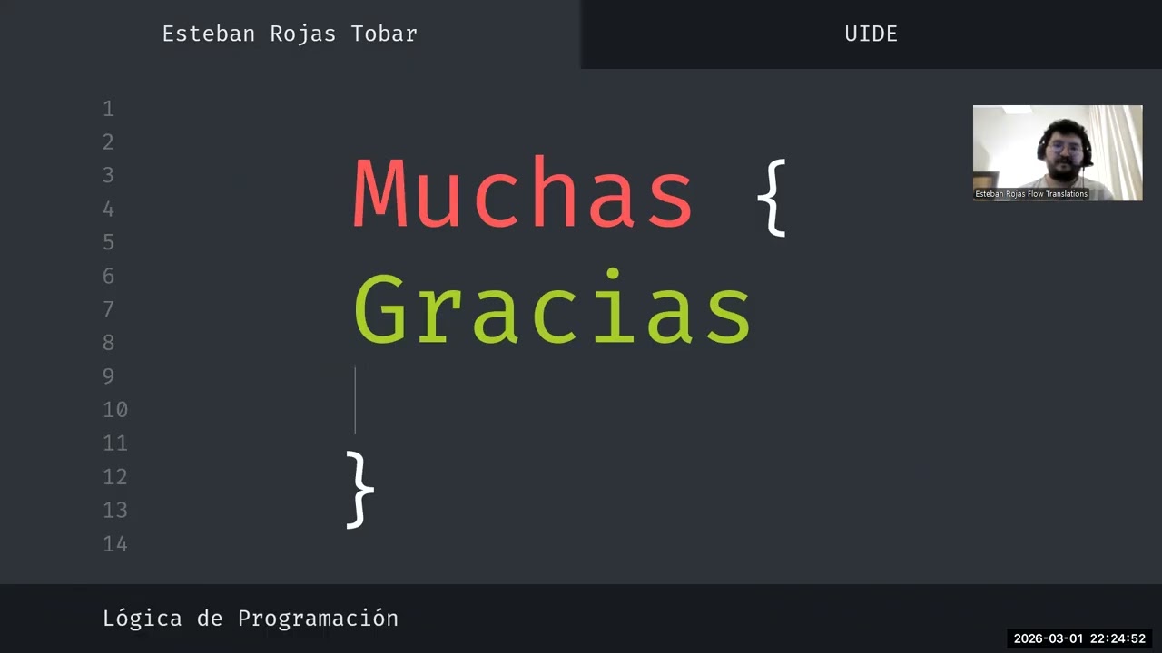 Evaluación en contacto con el docente Lógica de Programación Esteban Rojas