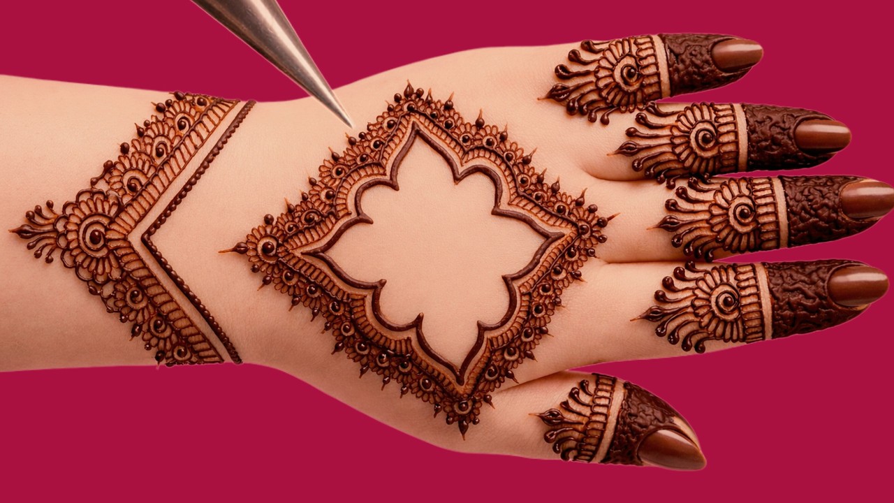 Very beautiful mehrab style gol tikki mehndi design | easy mehndi design | mehandi ke design