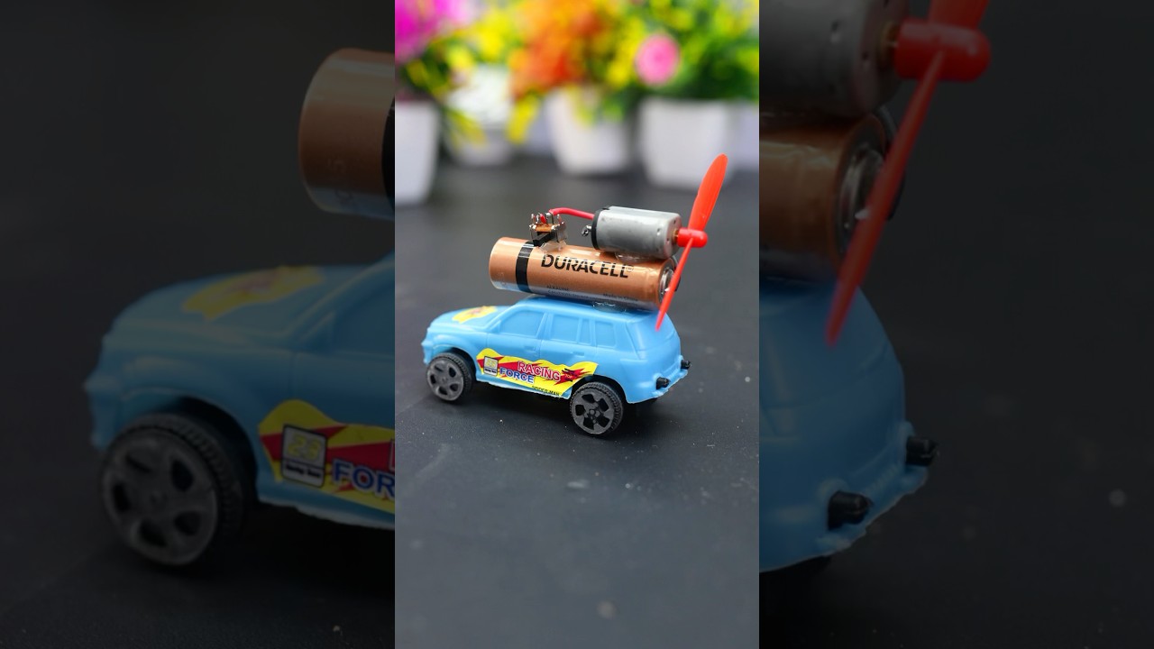 DIY DC Motor Car with Duracell | Simple Battery Powered Toy Car #shorts #trending #car #motor