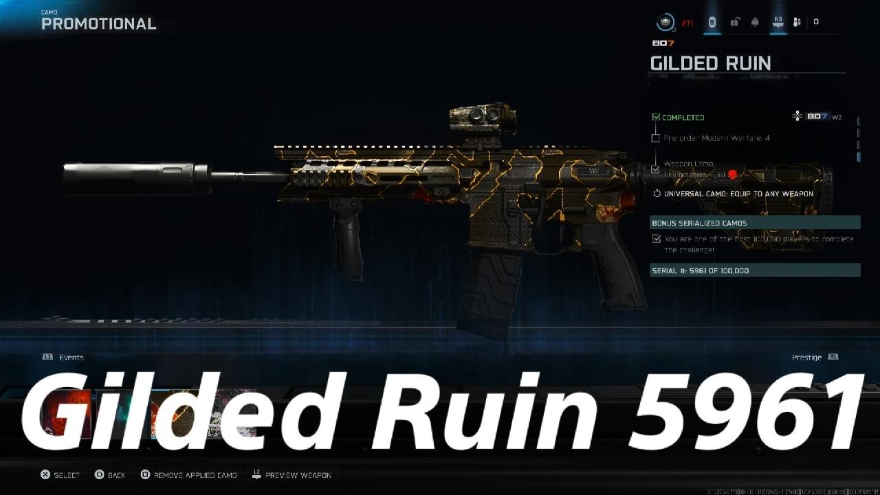 Gilded Ruin Camo Unlocked | Modern Warfare 4 Pre-Order Bonus