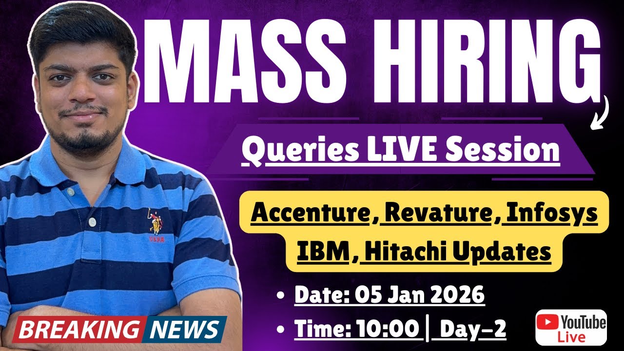 MASS Hiring - Queries Session | Revature, Infosys, Accenture, IBM, Hitachi Hiring Updates | Day-2