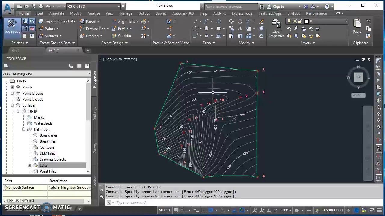 Редактирование границы и стиля поверхности в Civil 3D