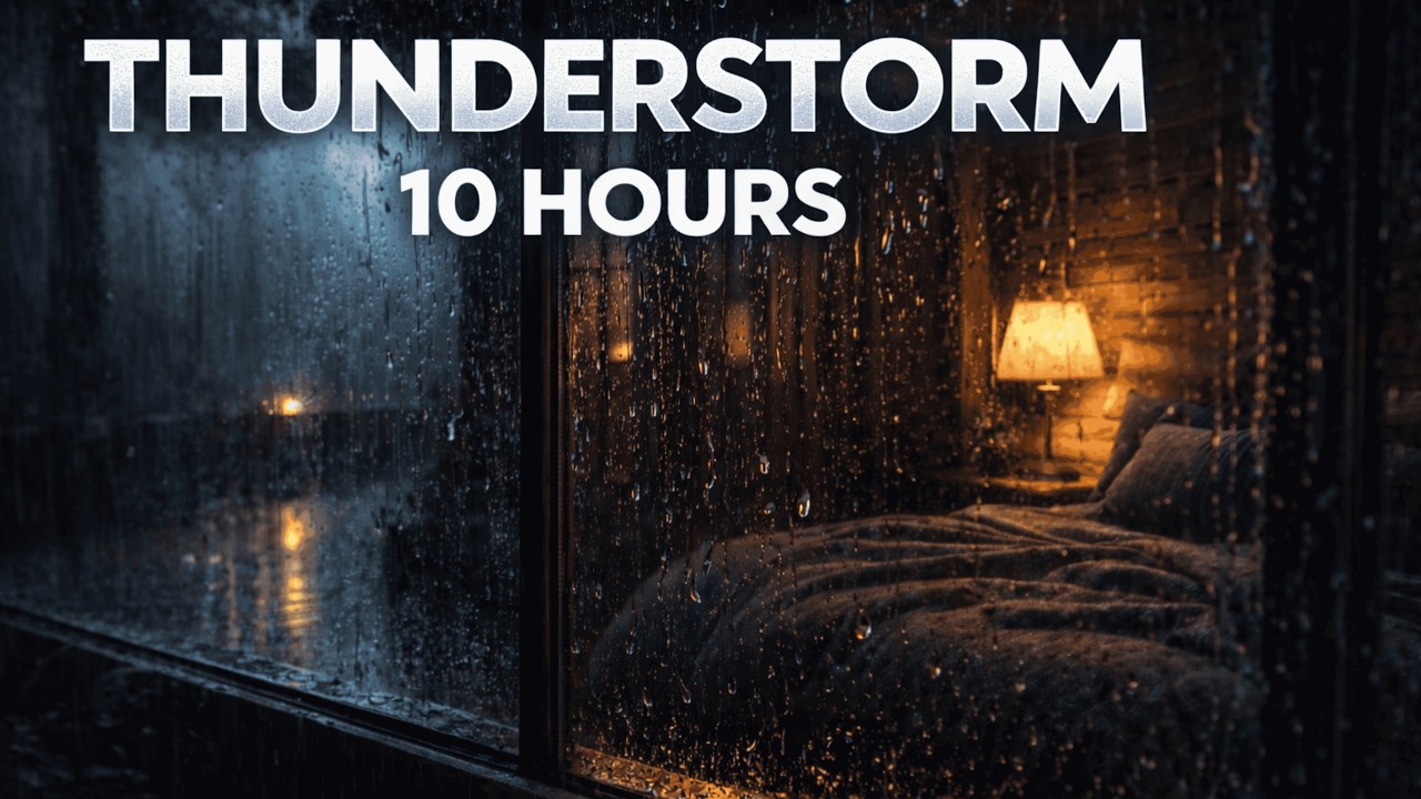 Thunderstorm at Night 🌩️ 10 Hours | Rain & Distant Thunder for Deep Sleep