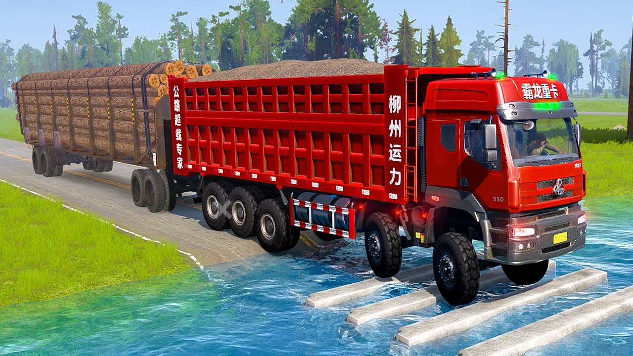 Spintires Mudrunner - Mod Truck Vs Extreme Broken Road With Speed Bumps | Driver Skills Gameplay