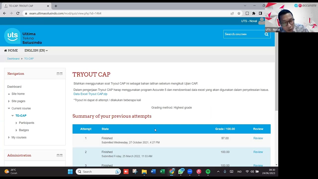 TRY OUT SERTIFIKASI ACCURATE CAP 24 JUNI 2023 UNIVERSITAS MERCU BUANA JAKARTA