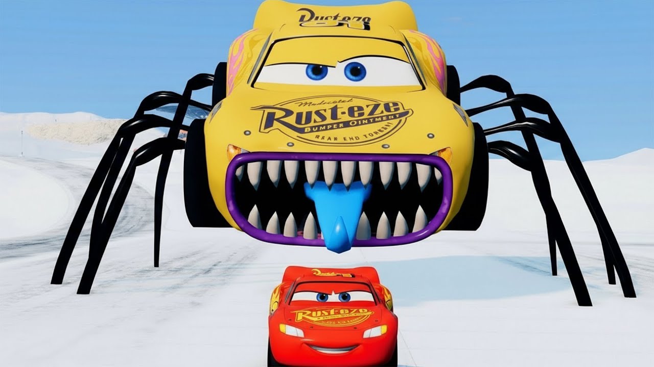Giant SPIDER McQueen Eater Car VS The Lightning McQueen Demon Eater | Lightning McQueen Cars 3