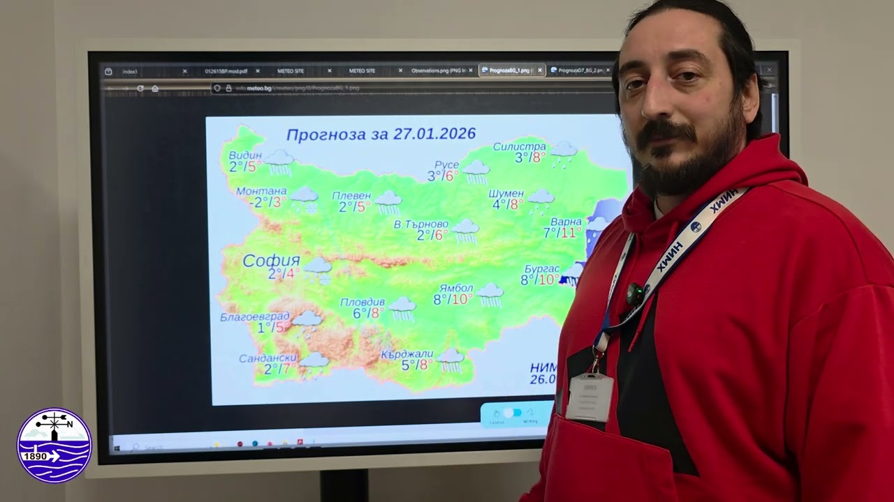 Вечерен метеорологичен бюлетин, НИМХ, 26.01.2026 г.