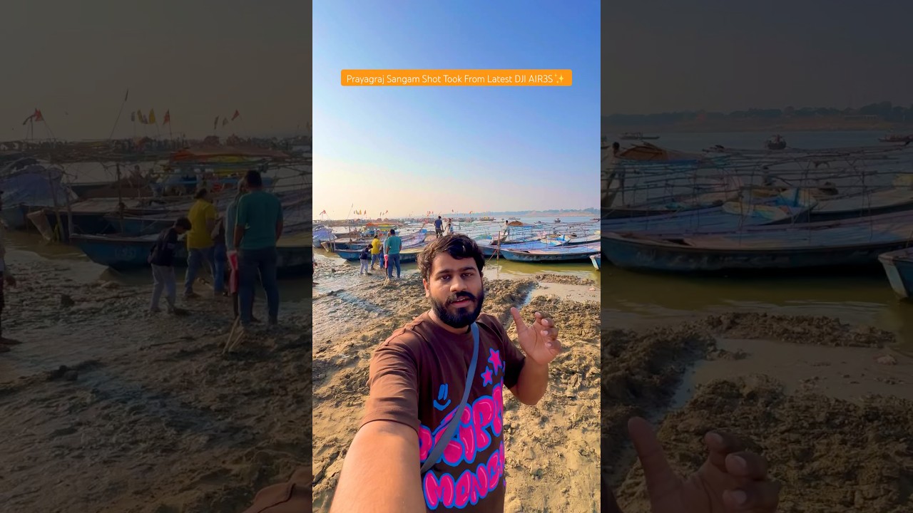 Sangam Drone Shot View From DJI AIR3S #djiair3s #prayagraj #mahakumbh2025