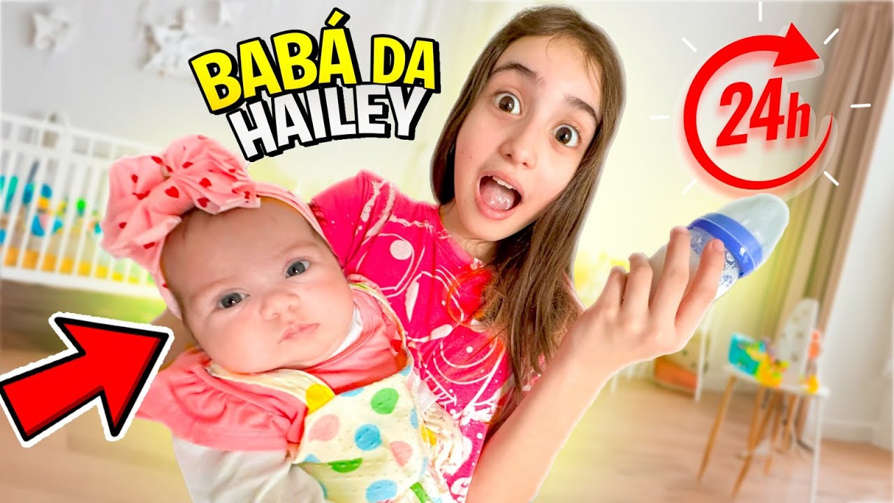 ASHLEY VIROU BABÁ da BEBÊ HAILEY por 24 HORAS! Irmã mais velha cuidando da bebê! Pai Também Joga