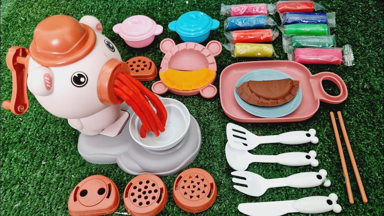 5 Minute Satisfying Unboxing Toy Meat Grinder   (Pink Pig)  with Testing Playdoh and Accessories