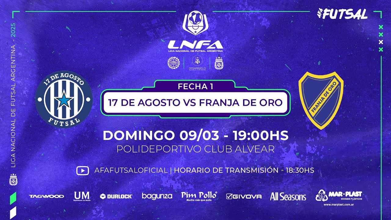⚽🇦🇷 Futsal | LNFA 2025 | 17 de Agosto vs Franja de Oro