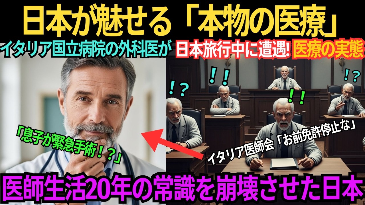 【海外の感動話】「これが医療なのか…」イタリア人外科医が日本で息子の緊急手術→空港到着から手術開始までの奇跡！イタリアなら一晩中激痛に…動画200万再生で医師会が大激怒した理由に【医師も驚愕】