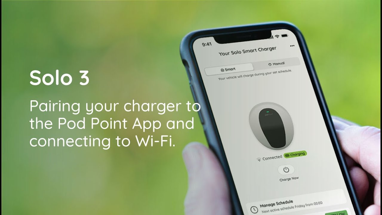 Подключение зарядного устройства Solo 3 к приложению Pod Point и подключение к Wi-Fi.