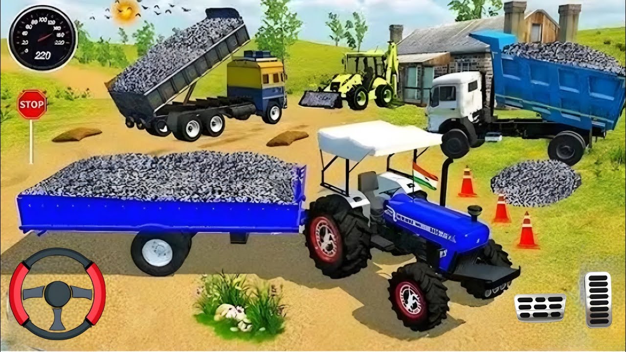🔴Drive JCB and Uploading Stone From Dumper Truck in Game #truck #jcb #tractor #dumper #games dv 60