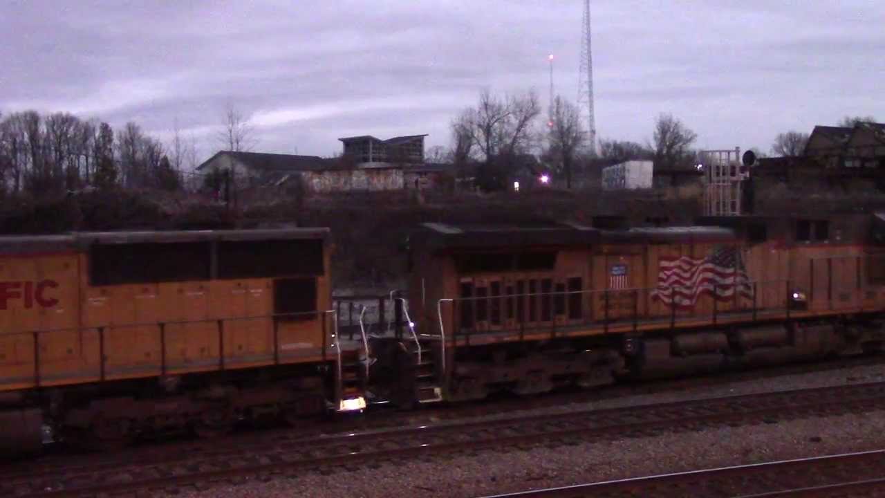 NS 172 notching up with all UP Power at Howell Interlocking 2/17/14
