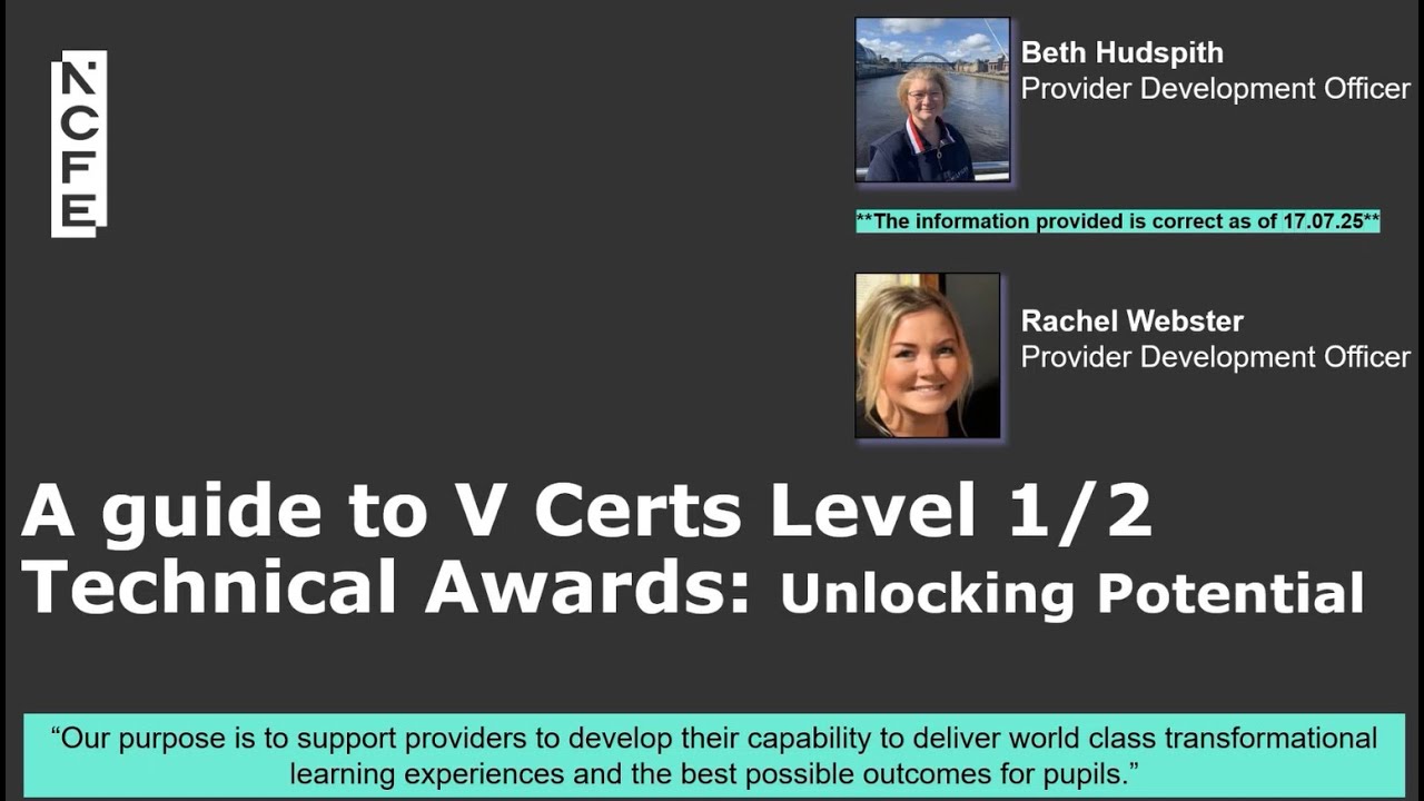 A guide to V Certs Level 1/2 Technical Awards: Unlocking Potential