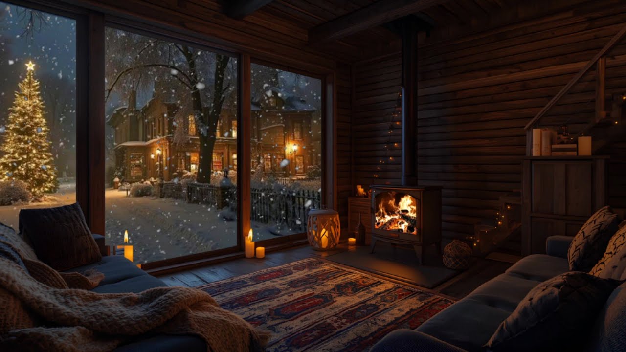 Tranquil Snowstorm Nights: Cozy Fireplace Ambience for Rest and Relaxation 😌🔥