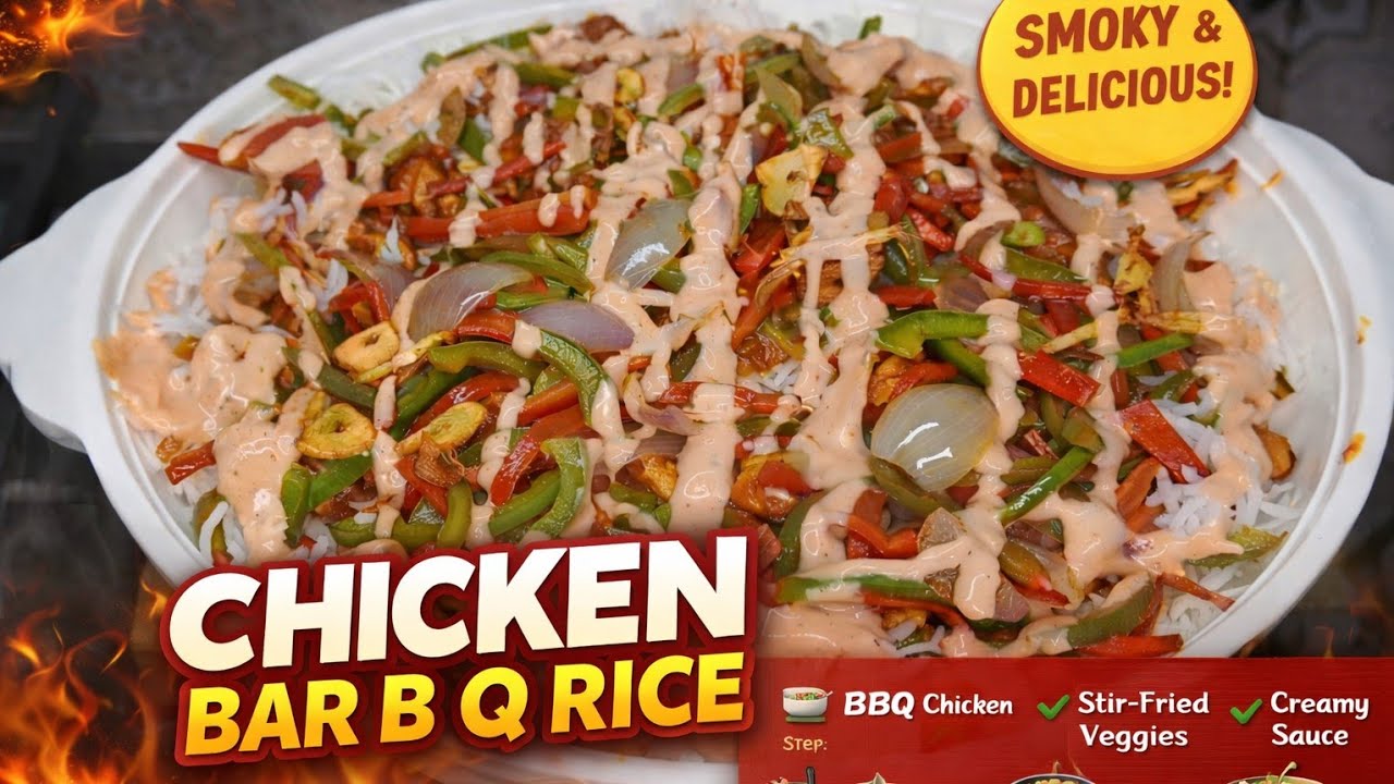 Chicken BBQ Rice full easy dinner recipe iftar recipe idea
