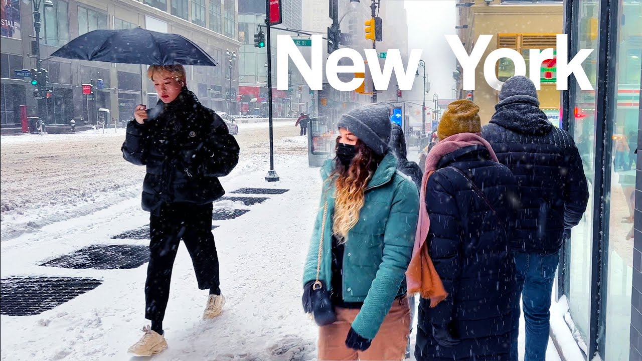 🇺🇸❄️ В НЬЮ-ЙОРКЕ БОЛЬШОЙ МЕТЕЛИ【Снежная прогулка 2022】