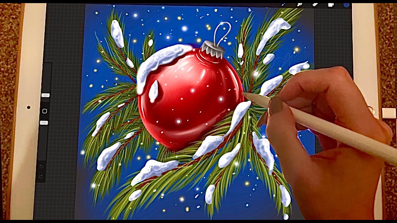😴 iPad ASMR 🎄- Painting a Christmas Bauble - Pure Whispering - Writing Sounds