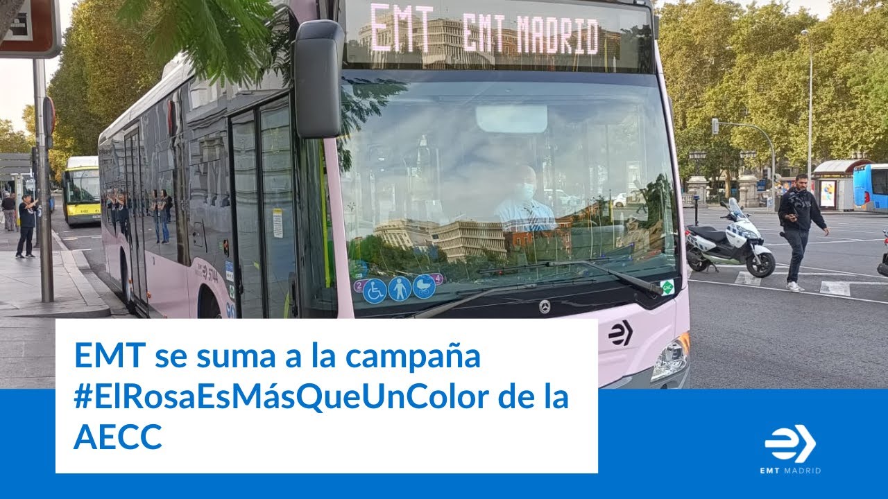 El autobús rosa de EMT se suma a la campaña #ElRosaEsMásQueUnColor de la AECC