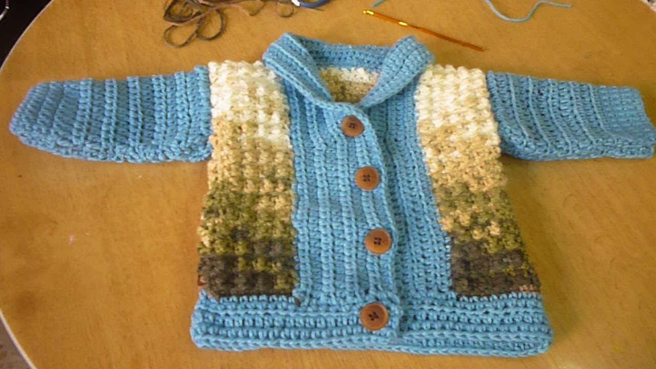 جاكيت كروشيه للاطفال مع جيليه قبة مميزة عمر سنتين للمبتدئين  Crochet Jacket