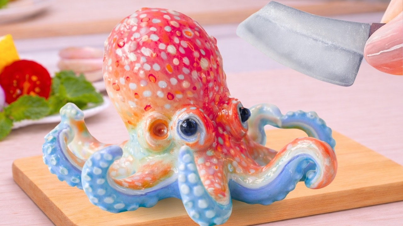 Quick And Easy Recipe - Fried Octopus in Hot Red Spicy Sauce 🌶️ Mini Yummy