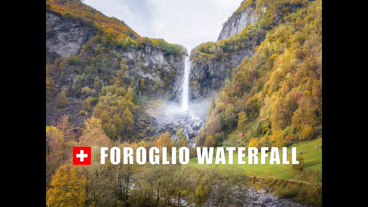 The Foroglio Waterfall and The Village of Foroglio, Canton Ticino, Switzerland - 4K Drone Video