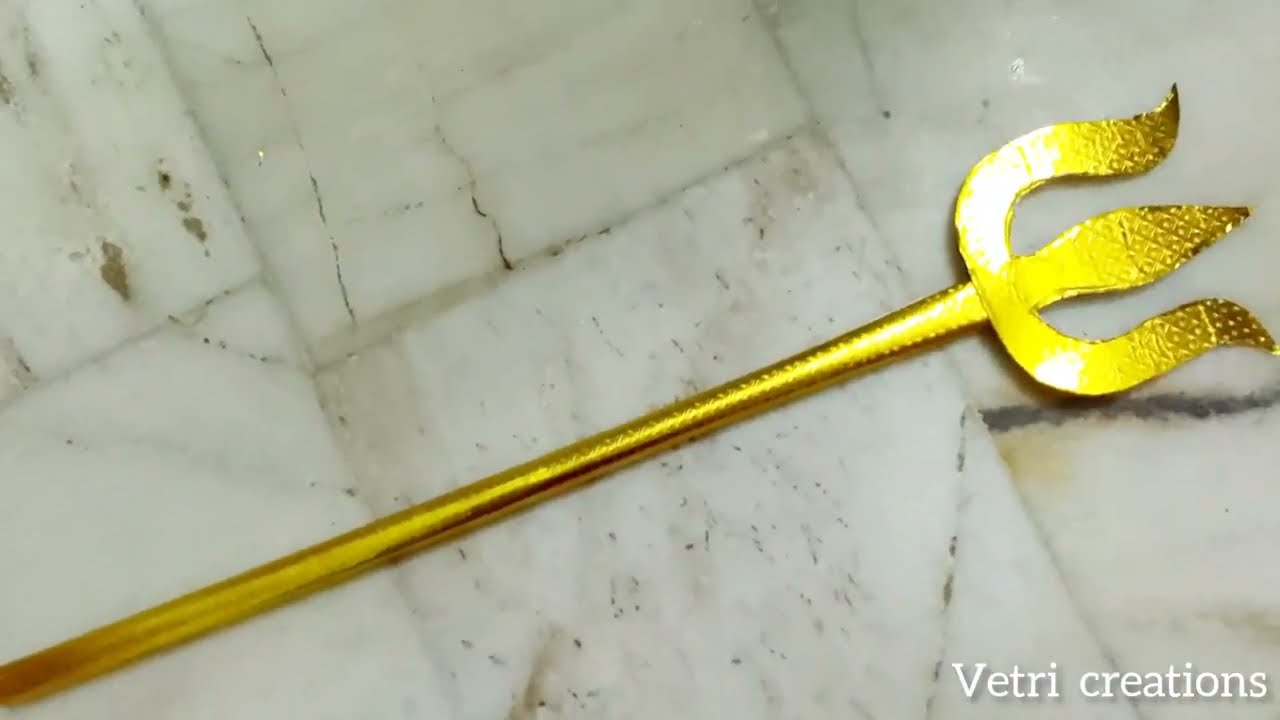Diy trishul making for lord shiva&durga/how to make trishul with news paper/trident/thirisoolam make
