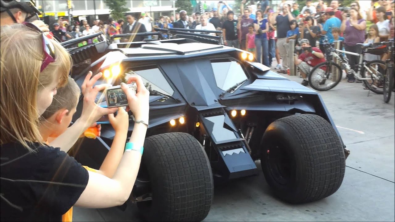 Batman The Dark Knight's Tumbler and Bat-Pod Drive Away at Tulsa Mayfest