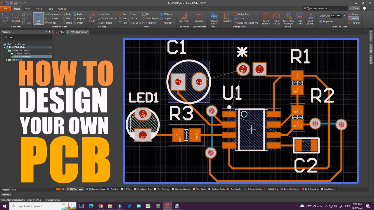 Как спроектировать и заказать печатную плату (CircuitMaker2)